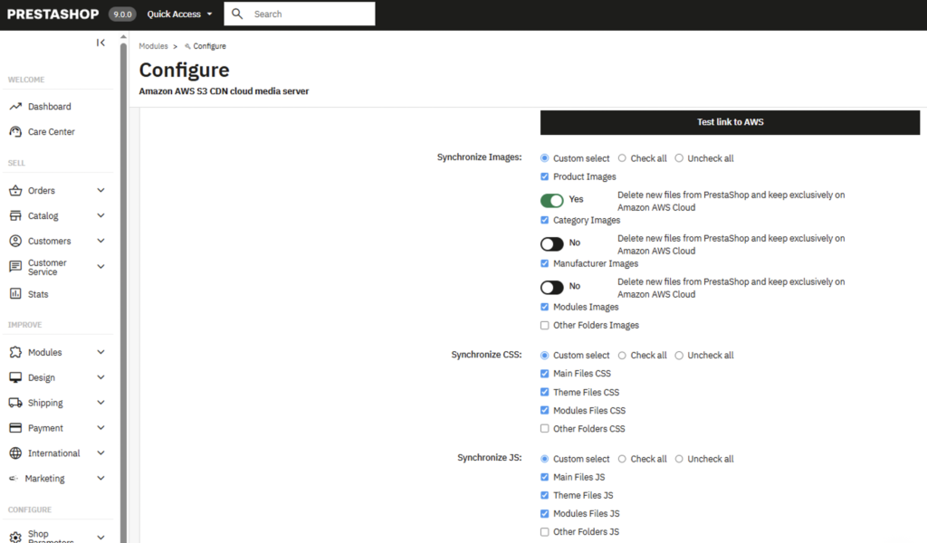 Amazon AWS S3 Prestashop