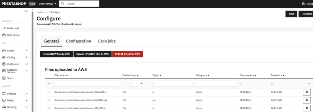 Amazon AWS S3 Prestashop