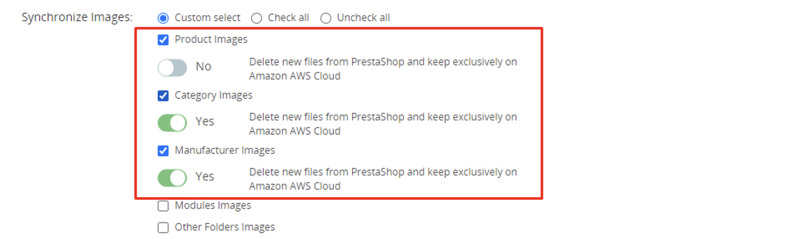 PrestaShop Amazon AWS files management