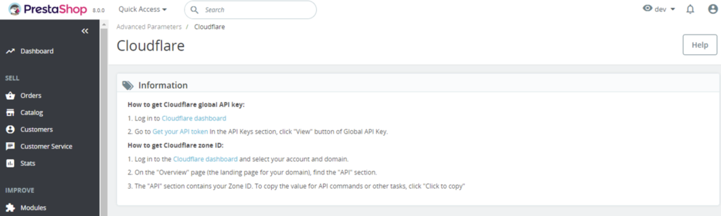 CloudFlare Prestashop