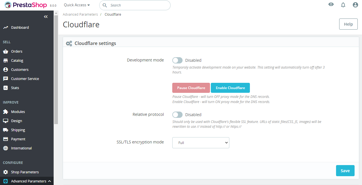 Cloudflare Module Prestashop