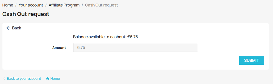 Creating a withdrawal request