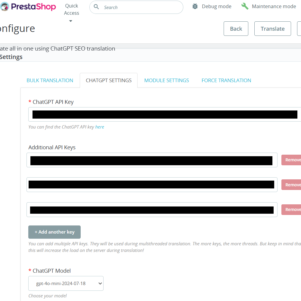 Multiple ChatGPT keys