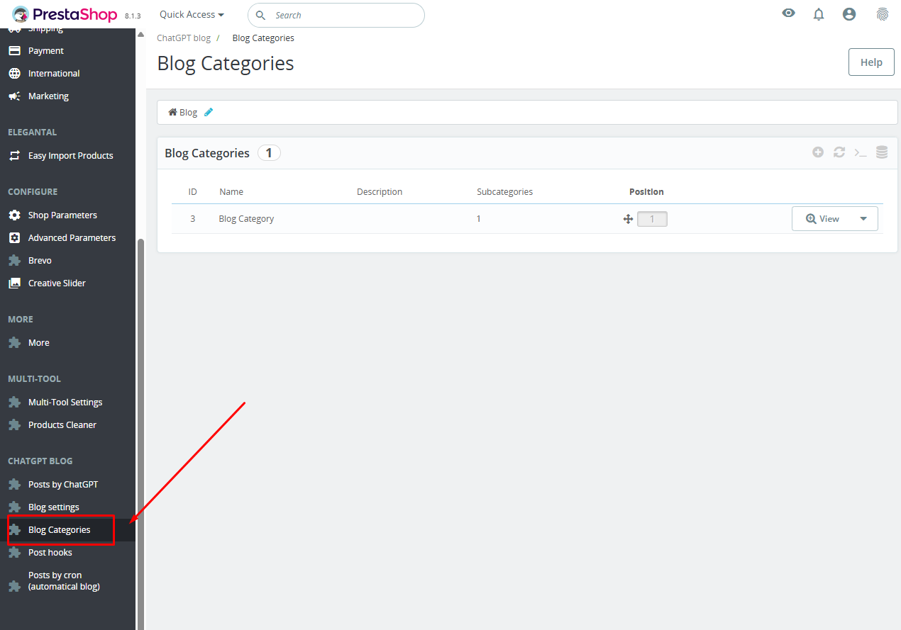 ChatGPT Blog settings