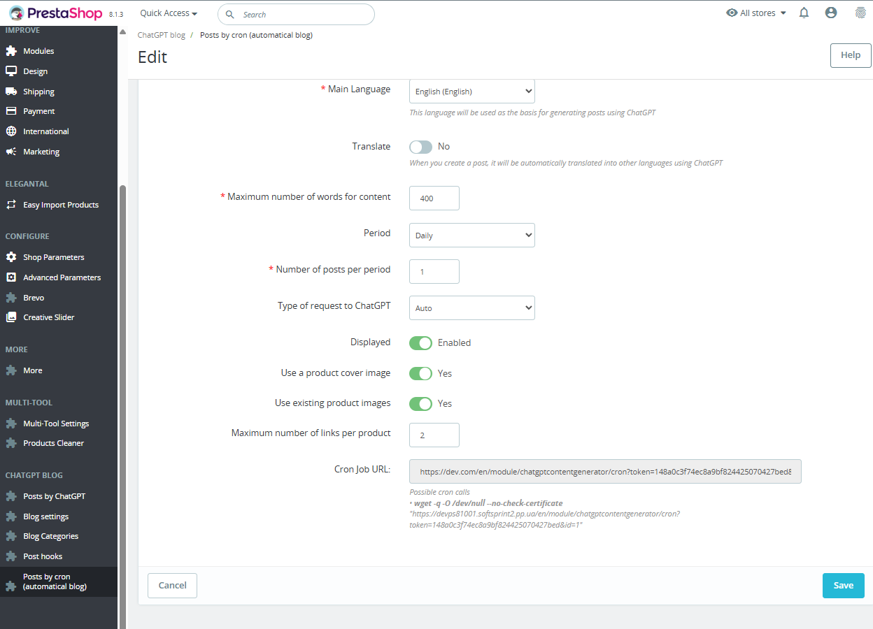 ChatGPT Cron job generator