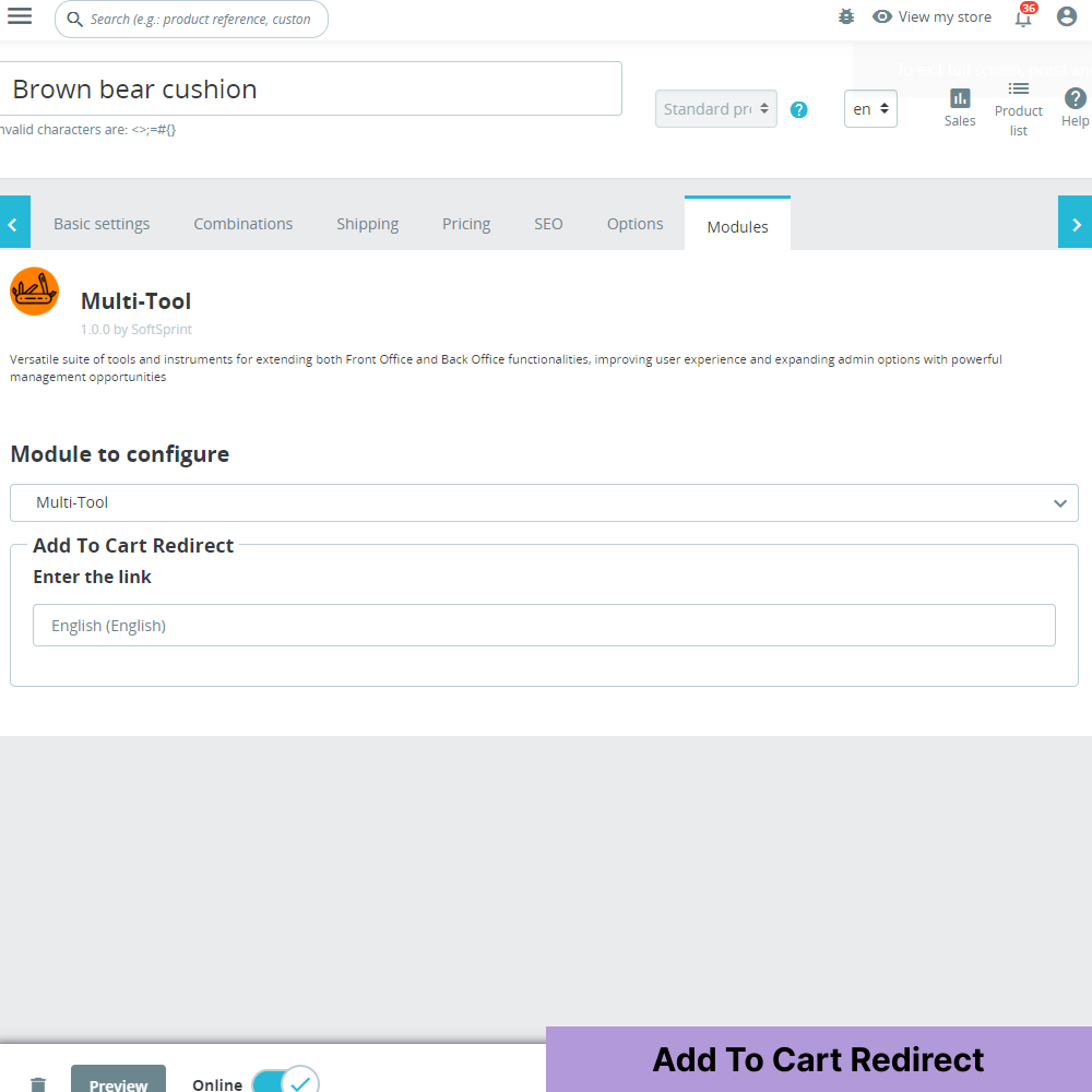 MULTI-TOOL – PRESTASHOP module Add to cart redirect