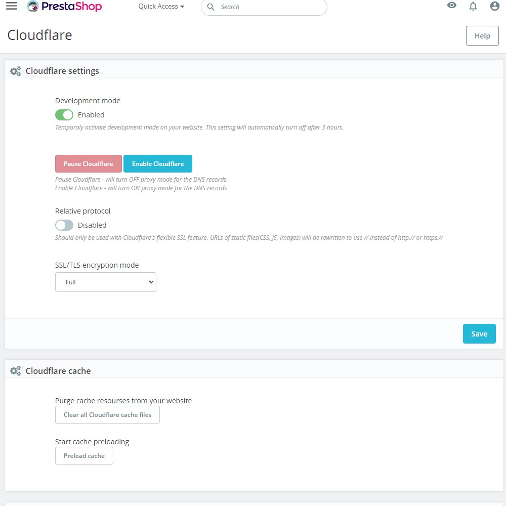 CLOUDFLARE CDN CACHE – PRESTASHOP MODULE