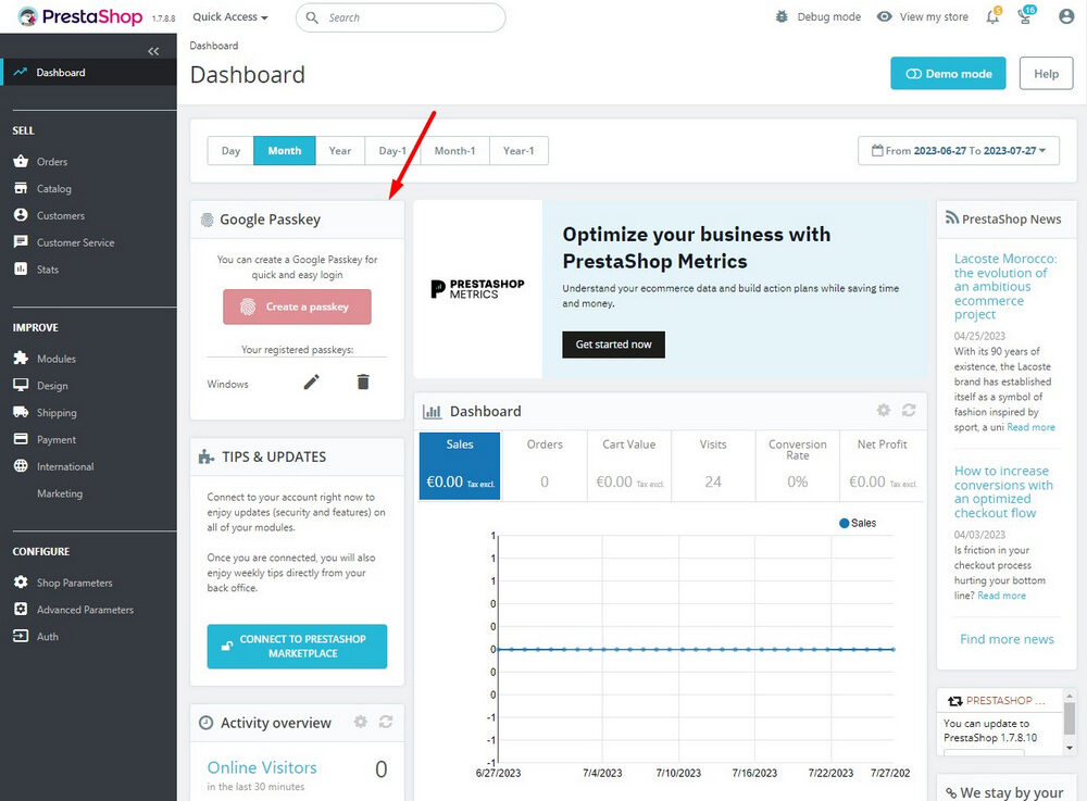 Google Passkeys module for PrestaShop