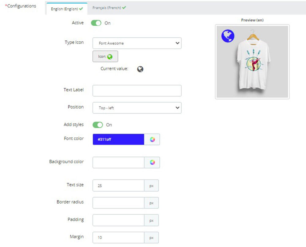 Custom product labels for Prestashop