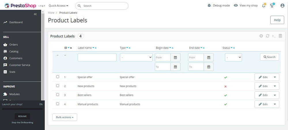 Custom Product Labels Module for PrestaShop