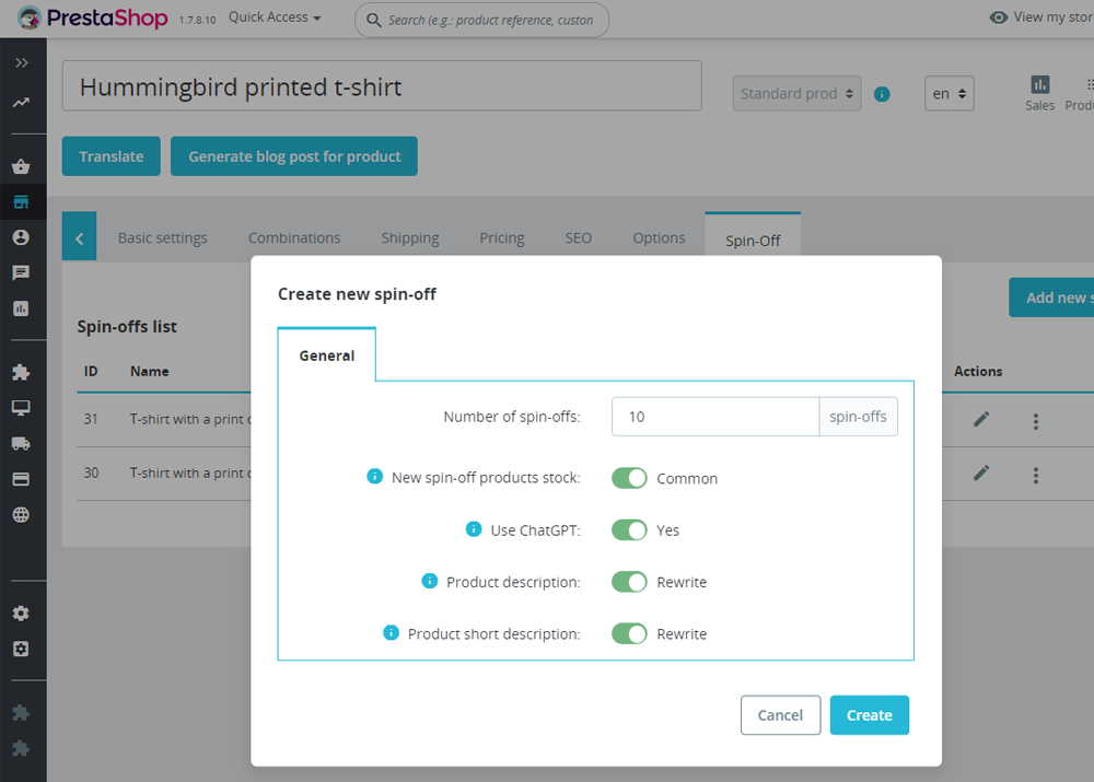 ChatGPT Content Generator + Blog module