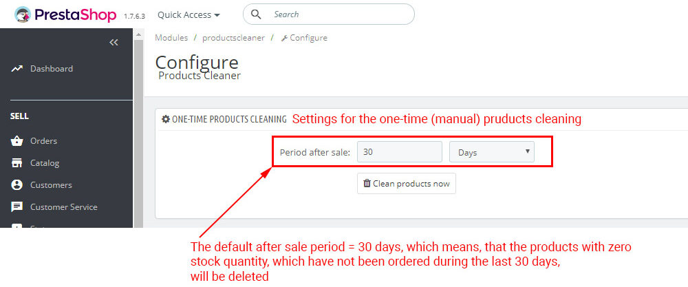 “PRODUCTS CLEANER” FOR PRESTASHOP