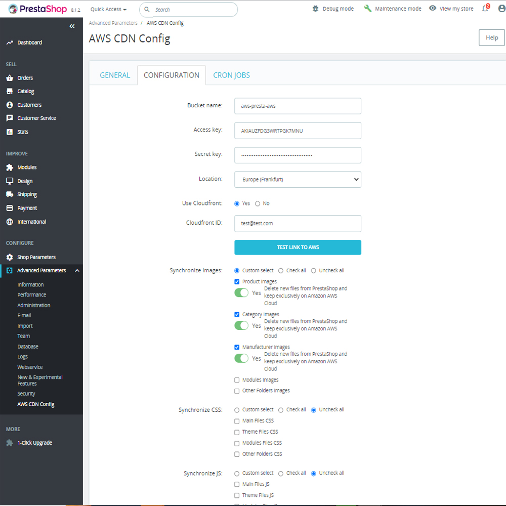 PrestaShop Store with AWS S3 CDN