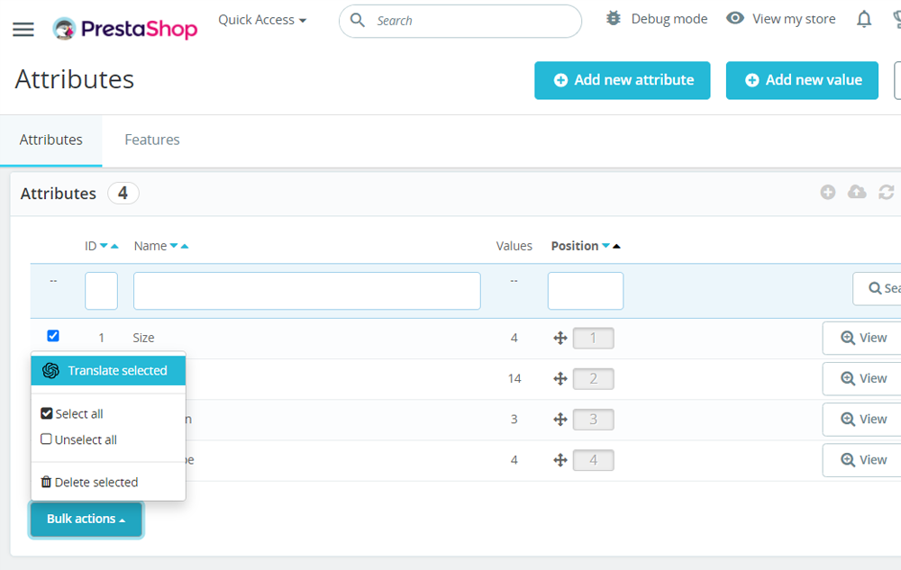 PrestaShop translate module