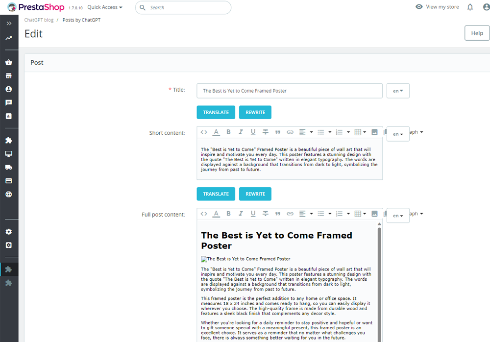 AI-Powered Prestashop module for Content Automation