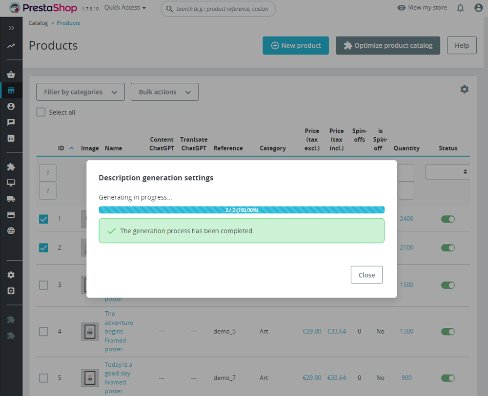 AI-Powered Prestashop module for Content Automation