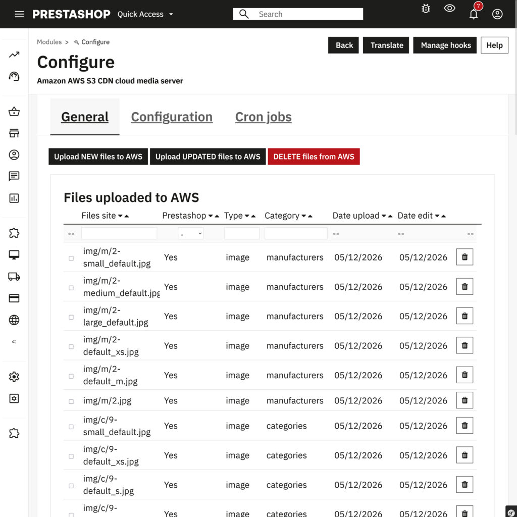 Amazon AWS S3 CDN Media Server for PrestaShop