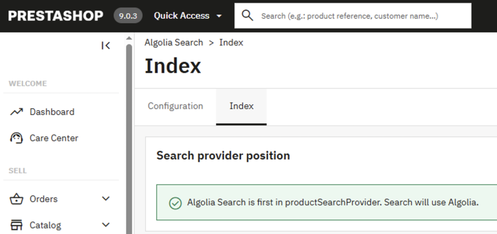 Algolia search prestashop module
