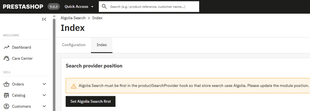 Algolia search prestashop module