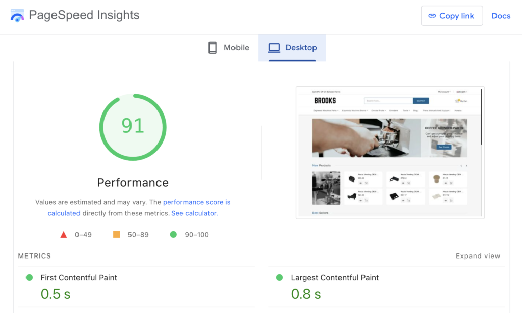 brooks-parts.com prestashop performance